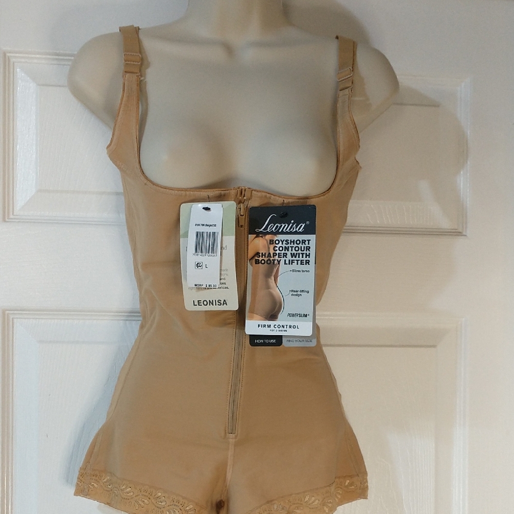 NWT Leonisa Size L Boyshort Contour Shaper With Booty Lifter Nude Color